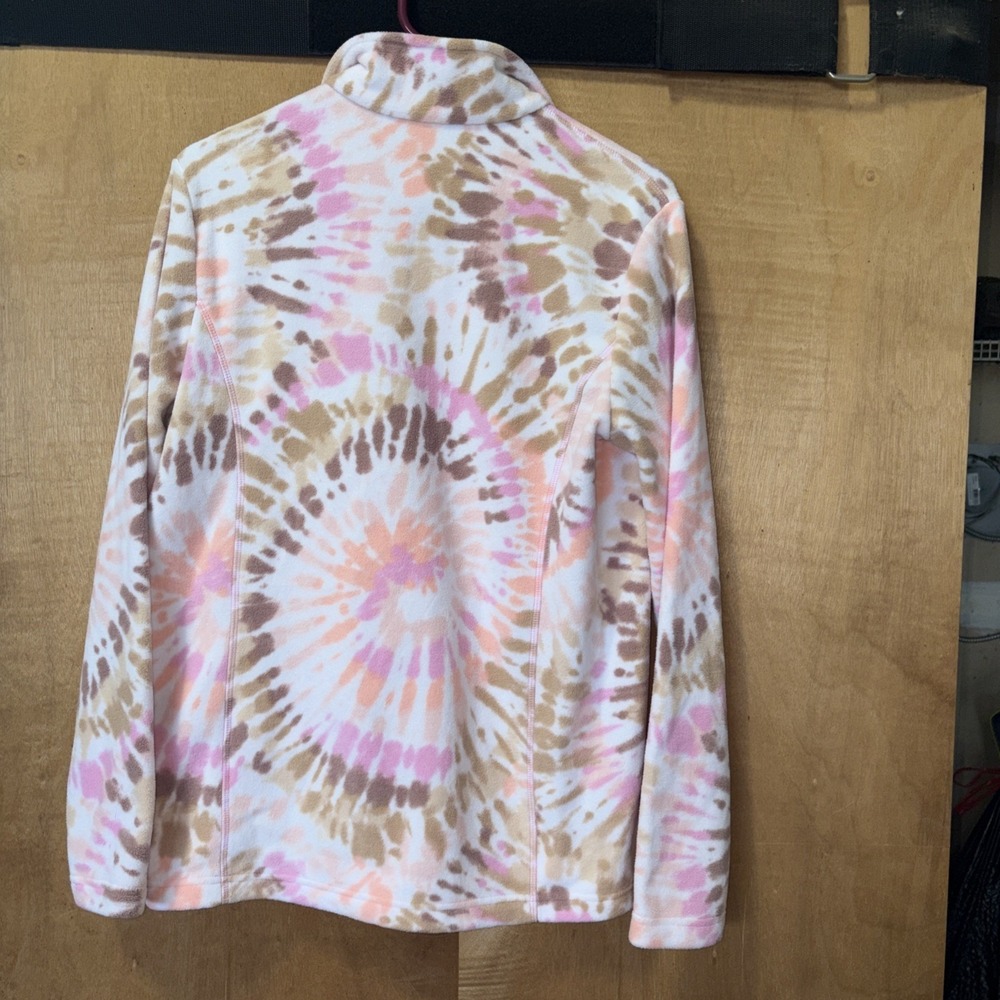Lands' End Women's Medium 10-12 Lightweight Fleece Pullover Quarter Zip Tie Dye - Picture 5 of 9